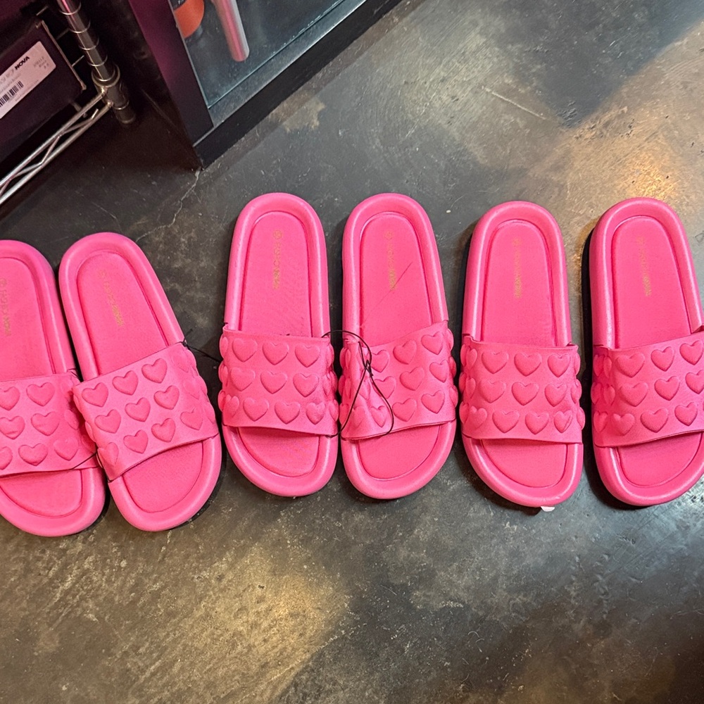Pink Heart womens Slide Sandals